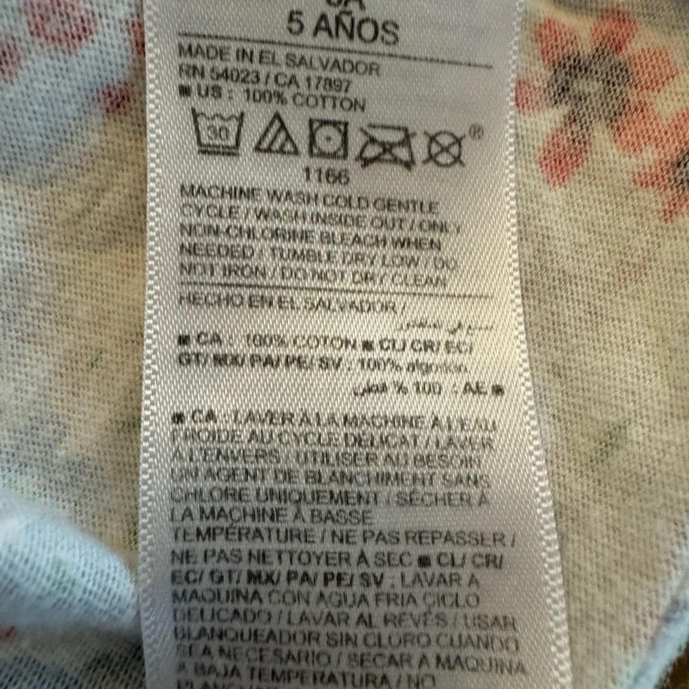 Old Navy Girls Floral Cotton Dress - Red & Blue Flowers on White 5T - Picture 4 of 4